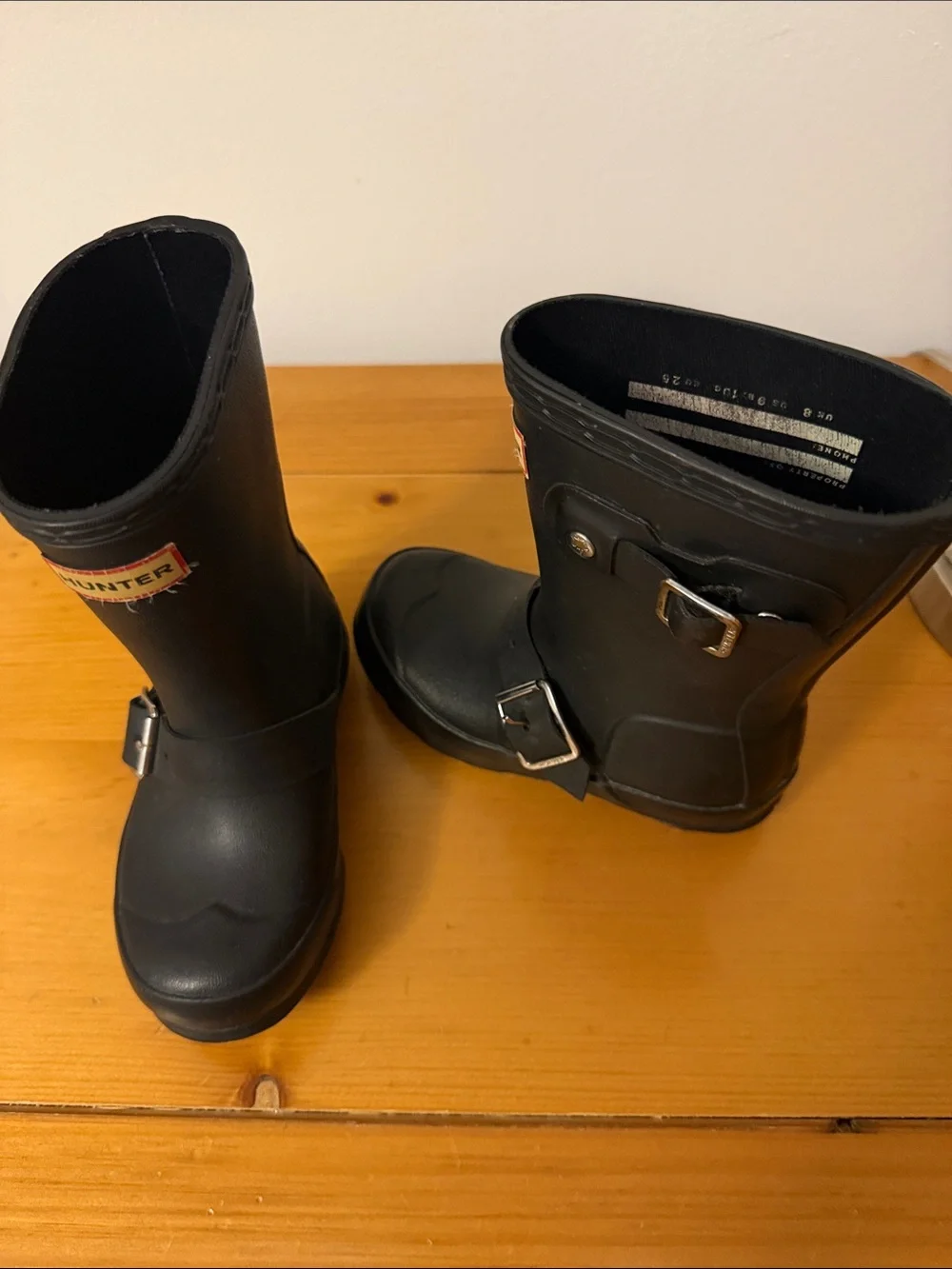 Hunter Kids Black Waterproof Rain Boots with Buckle Accent